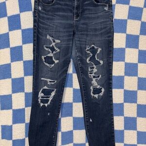 Distressed Blue Jeans